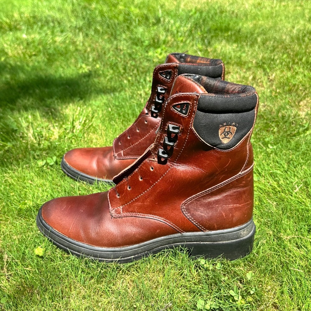 Ariat ATS Advanced Torque Stability Leather Paddock Boots Brown Lace Up Womens 9